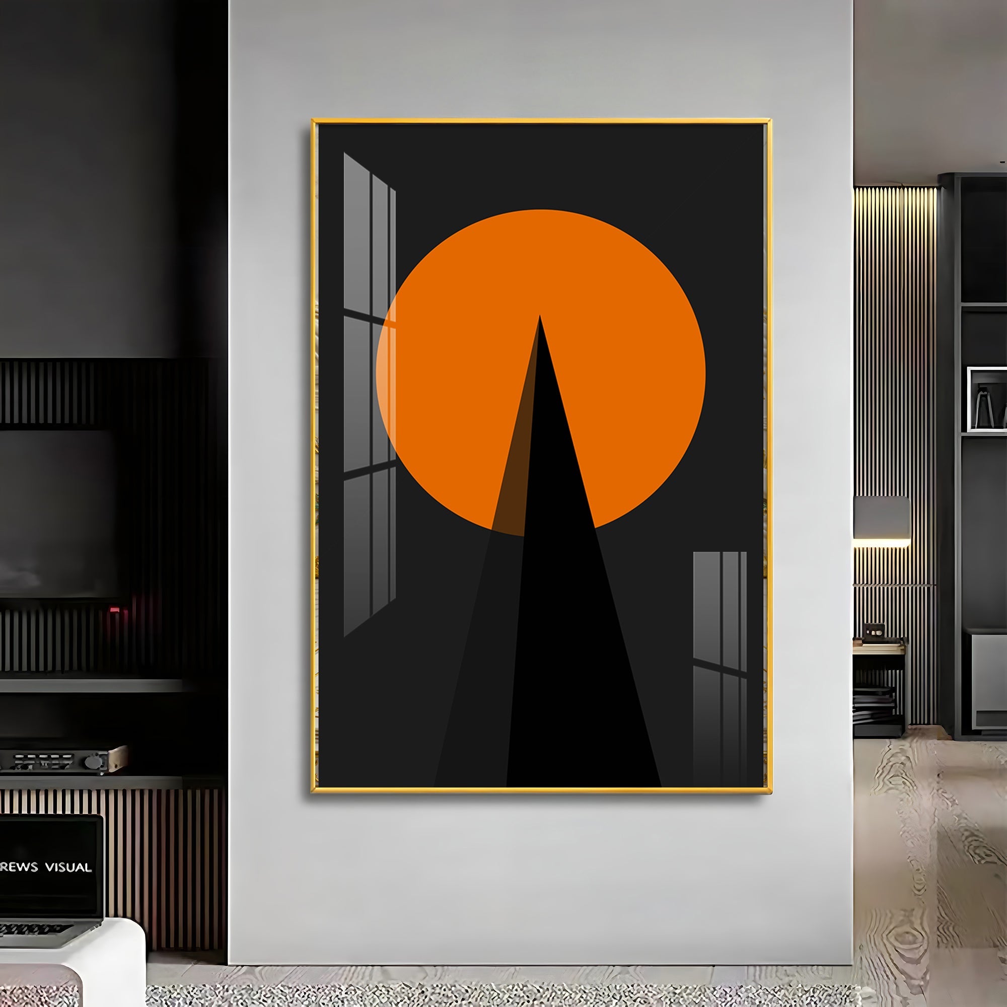 Black Orange Geometry Premium Acrylic Vertical Wall Art