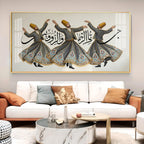 Sufi Whirling Dervishes Dance Glass Finish Horizontal Wall Art