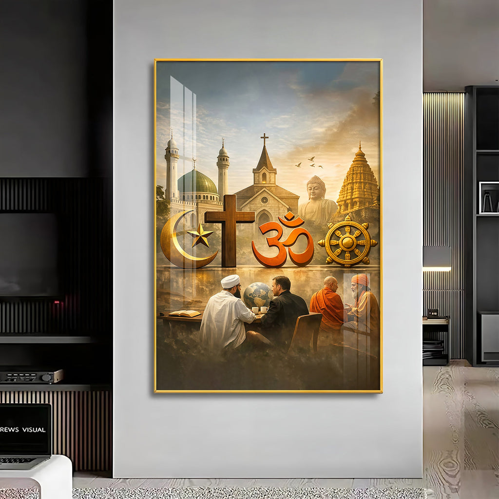 Religion Symbols Premium Acrylic Vertical Wall Art