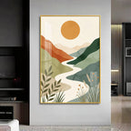 Terracotta Hills, Sun & Winding River Premium Acrylic Vertical Wall Art