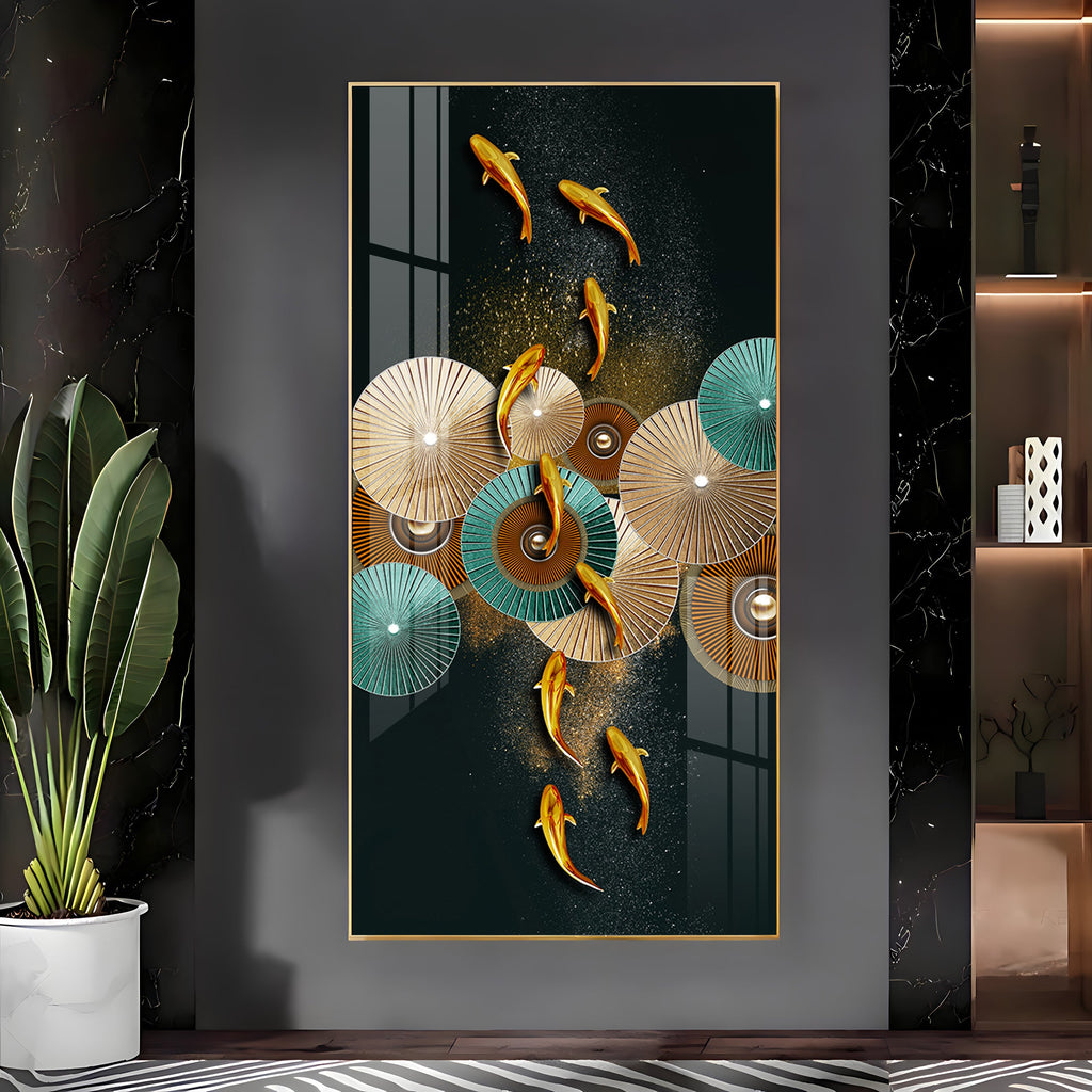 Serene Koi Fish Premium Acrylic Vertical Wall Art
