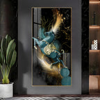 Blue Horse With Abstract Background Premium Acrylic Vertical Wall Art