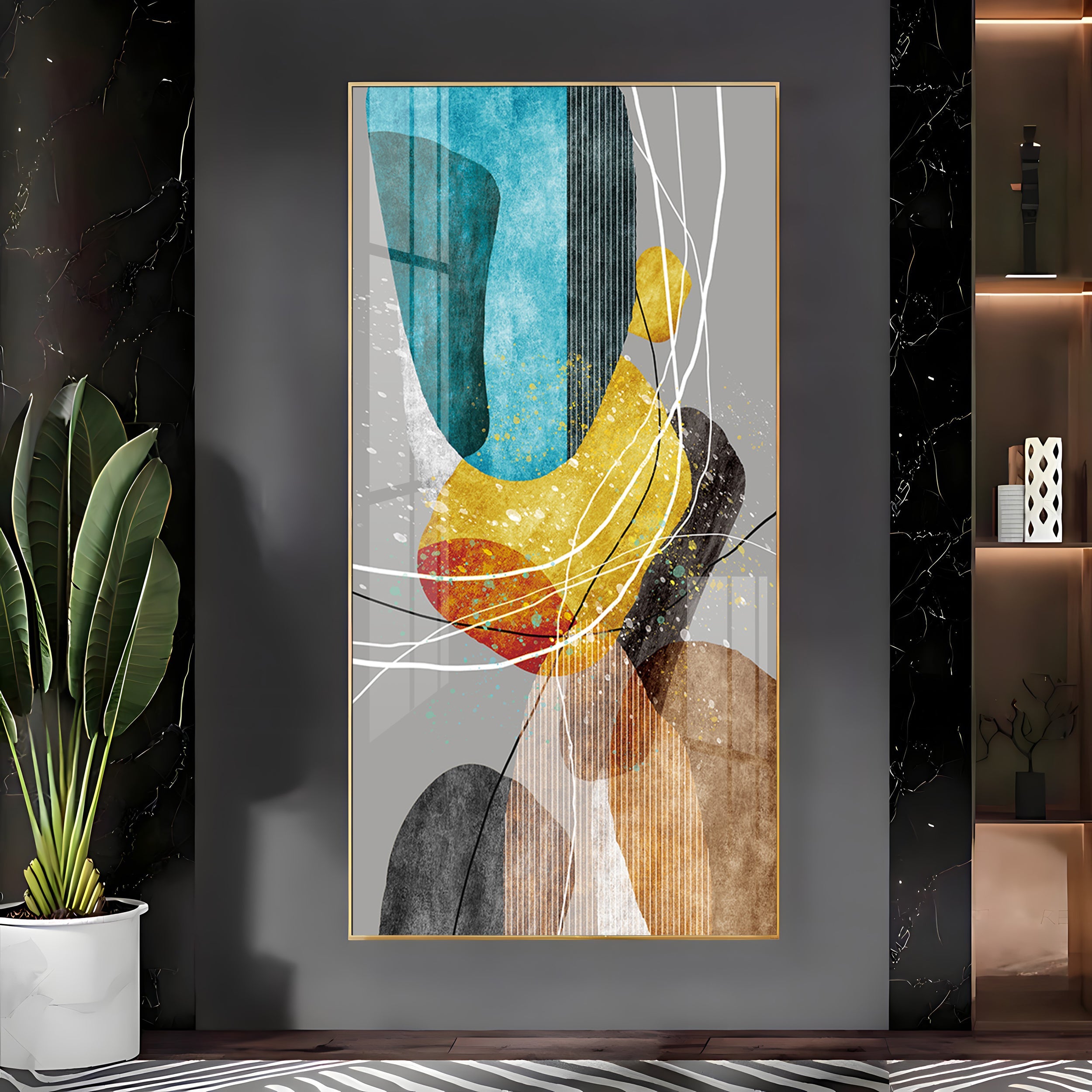 Abstract Textured Elements Premium Acrylic Vertical Wall Art