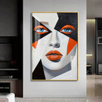 Woman With Orange Lips Premium Acrylic Vertical Wall Art