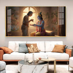 Shree Krishna With Sudama Ji Glass Finish Horizontal Wall Art