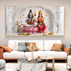 Lord Shiva & Goddess Parvati Glass Finish Horizontal Wall Art