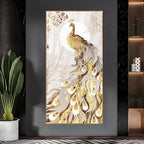 Golden Gradient Peacock Premium Acrylic Vertical Wall Art