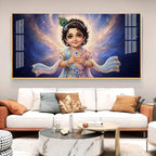 Little Krishna Glass Finish Horizontal Wall Art