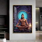 Lord Hanuman In Deep Meditation Premium Acrylic Vertical Wall Art