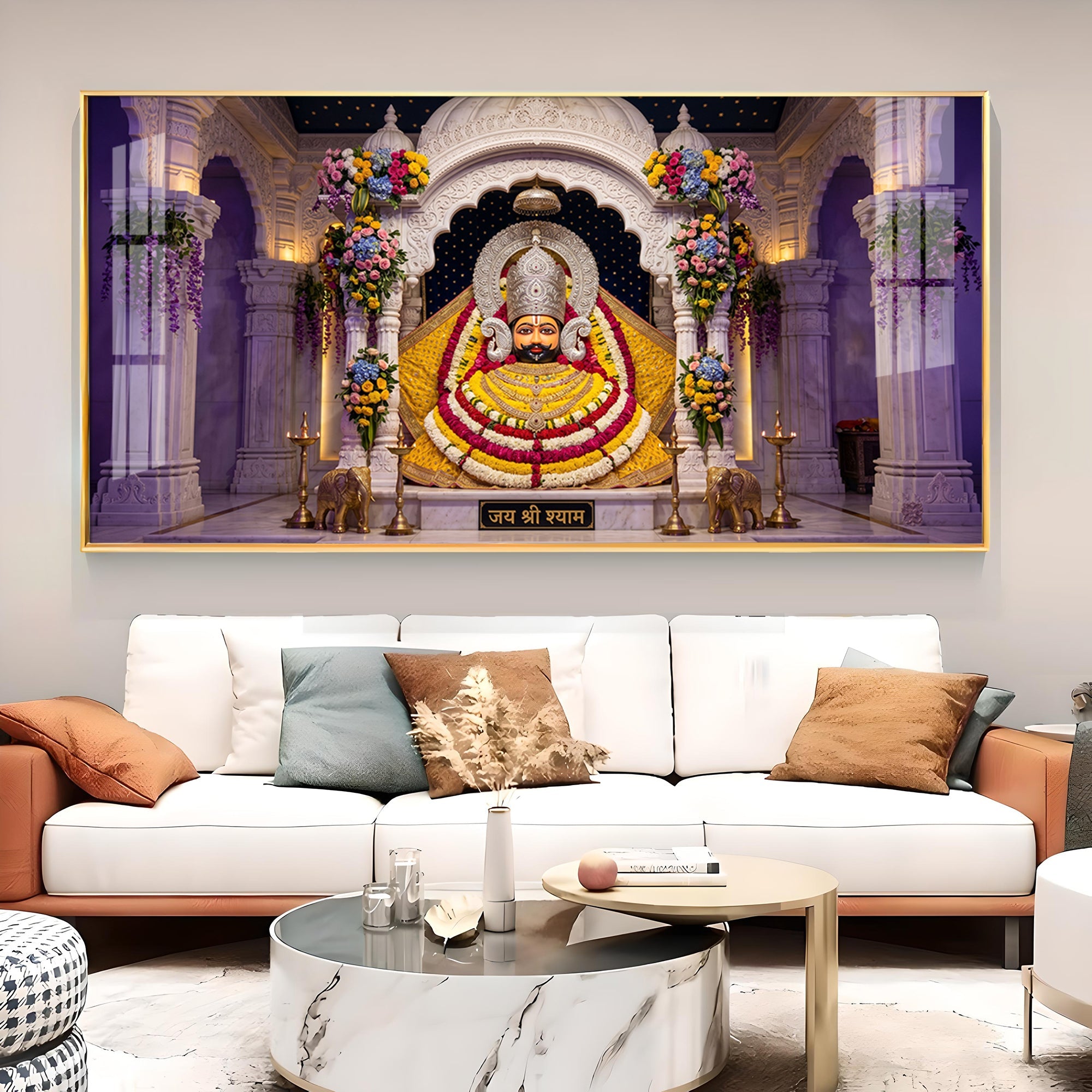 Lord Khatu Shyam ji Glass Finish Horizontal Wall Art