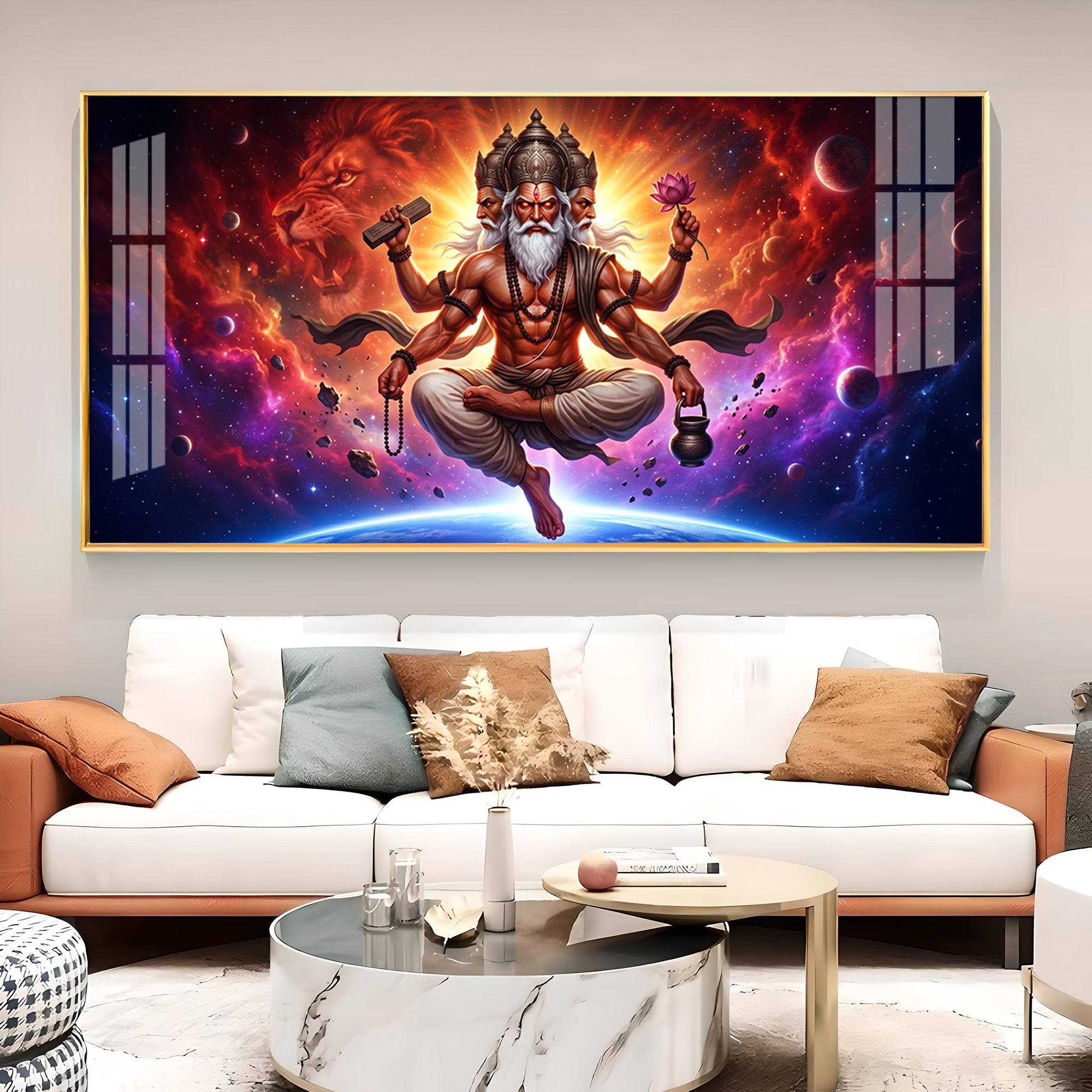 God Brahma Glass Finish Horizontal Wall Art