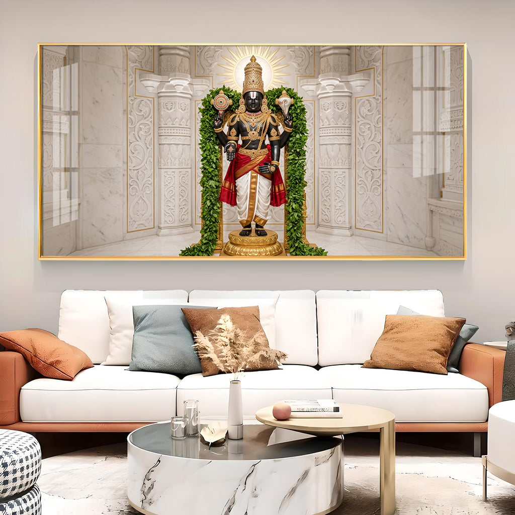 Lord Venkateswara Glass Finish Horizontal Wall Art