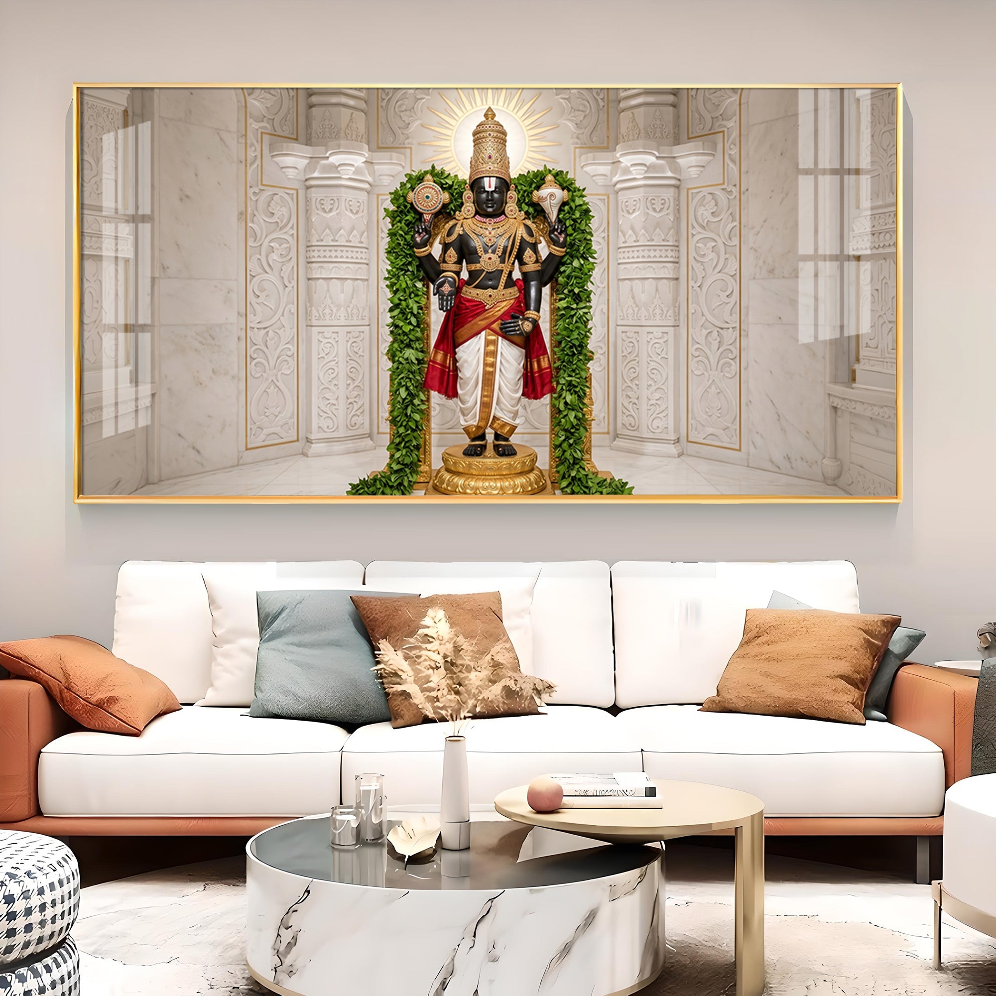 Lord Venkateswara Glass Finish Horizontal Wall Art