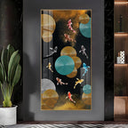 Abstract Rings & Goldfish Premium Acrylic Vertical Wall Art