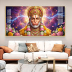Hanuman Ji Glass Finish Horizontal Wall Art