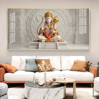 Lord Hanuman Glass Finish Horizontal Wall Art