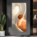 Golden Deer With Orange Rock Premium Acrylic Vertical Wall Art