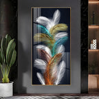 Sparkling Colorful Feather Premium Acrylic Vertical Wall Art