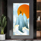 Black Deer On Mountains Premium Acrylic Vertical Wall Art