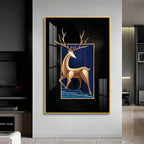 Majestic Golden Deer Premium Acrylic Vertical Wall Art