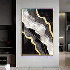 Golden Veins on Black Premium Acrylic Vertical Wall Art