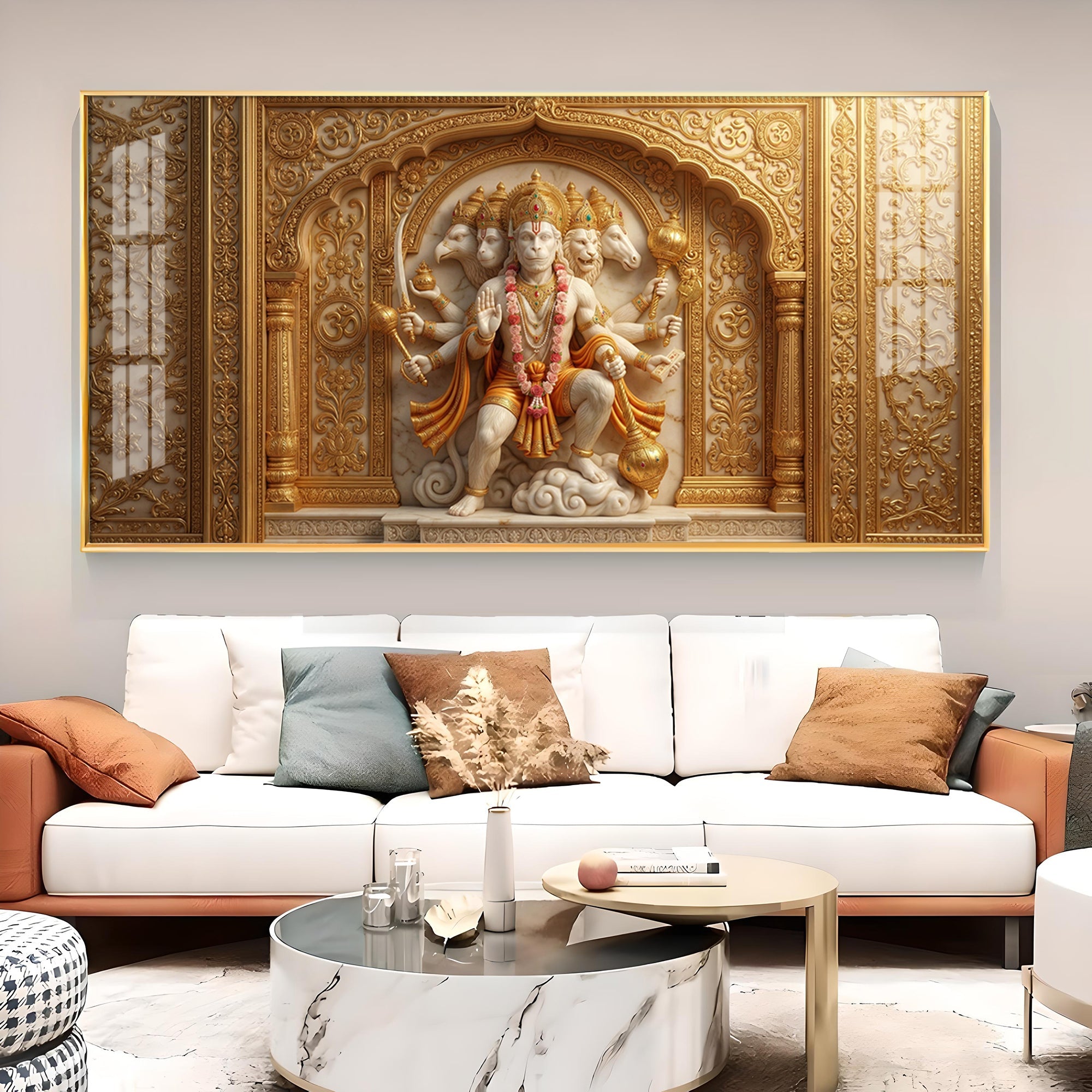Panchmukhi Hanuman Glass Finish Horizontal Wall Art