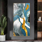 Blue & White Abstraction Premium Acrylic Vertical Wall Art