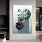 Geometric Art With Leafs Premium Acrylic Vertical Wall Art