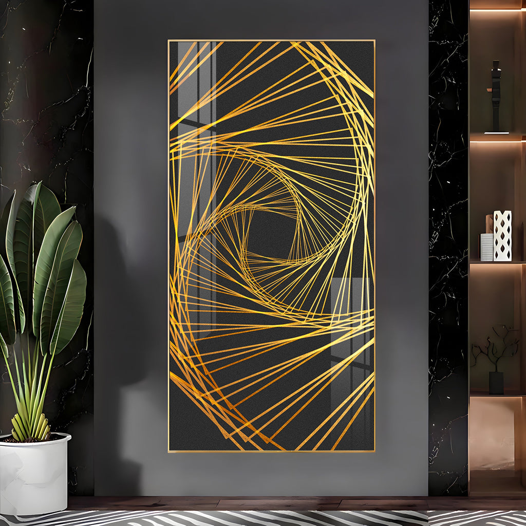 Abstract Golden Lines Design Premium Acrylic Vertical Wall Art