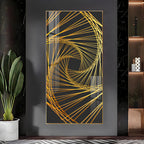 Abstract Golden Lines Design Premium Acrylic Vertical Wall Art