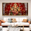 Hindu Devotional Ganpati Bappa Glass Finish Horizontal Wall Art