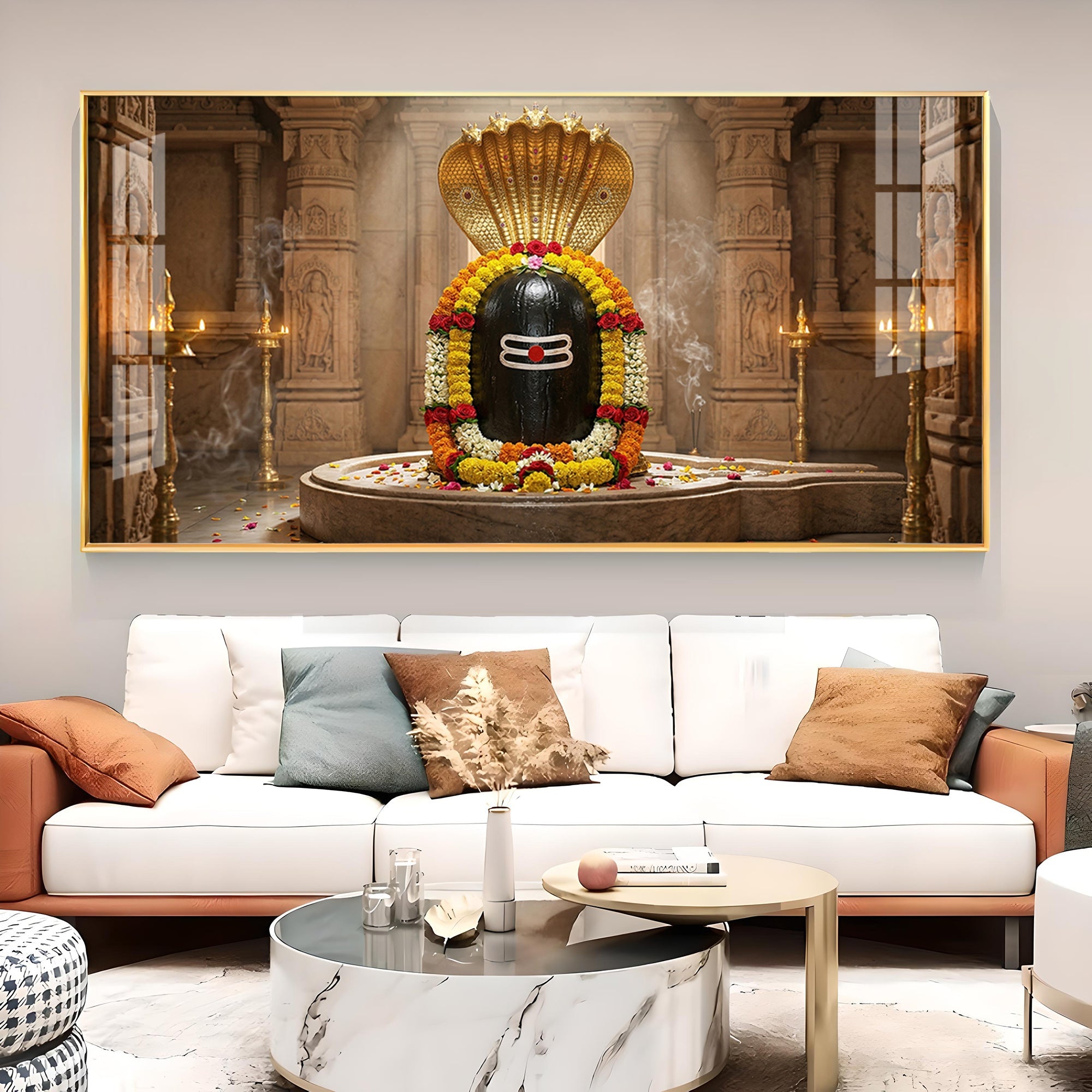 Mahadev Shambhu Glass Finish Horizontal Wall Art