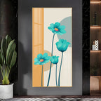 Elegant Blue Flowers Premium Acrylic Vertical Wall Art