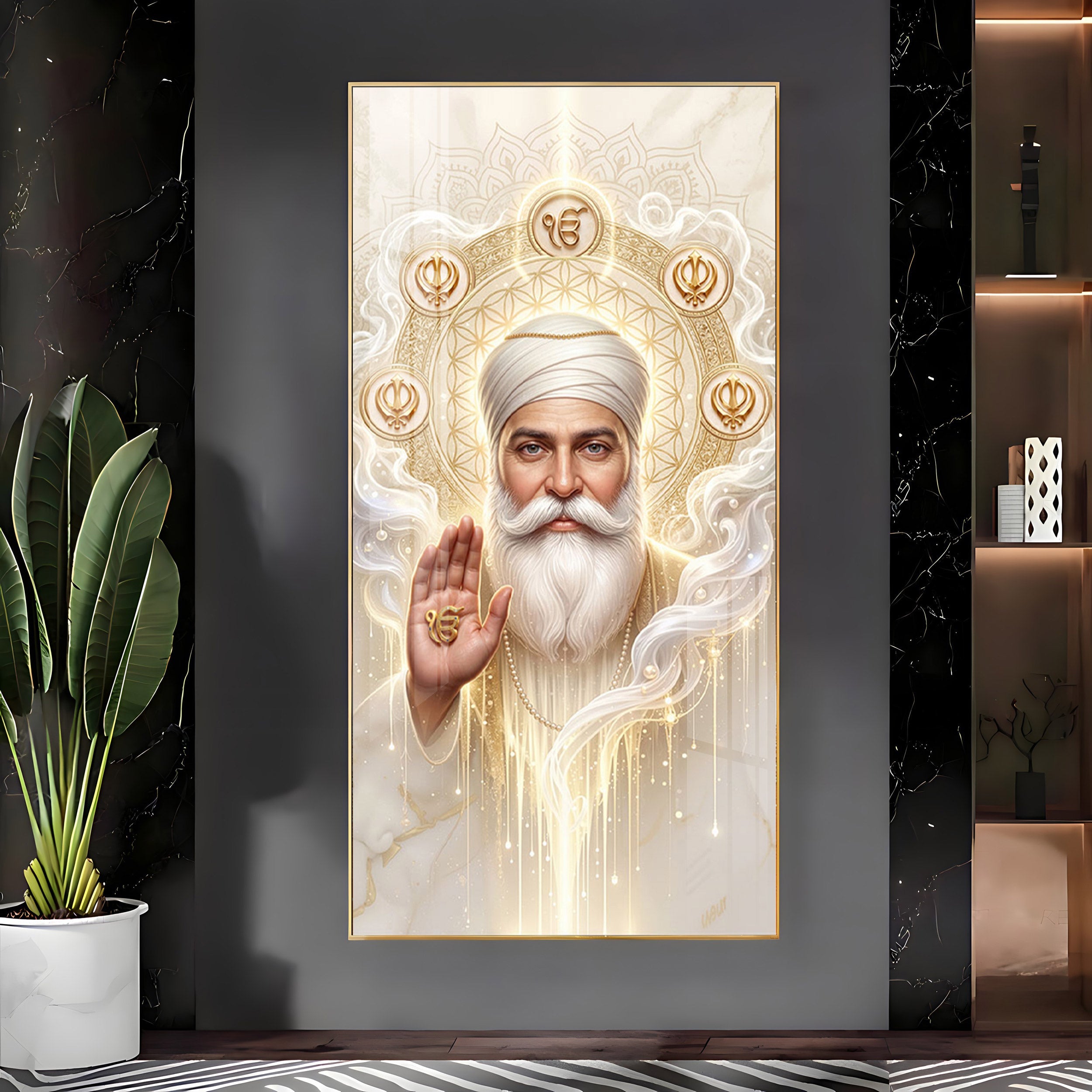 Guru Nanak Ji With Ik Onkar Premium Acrylic Vertical Wall Art