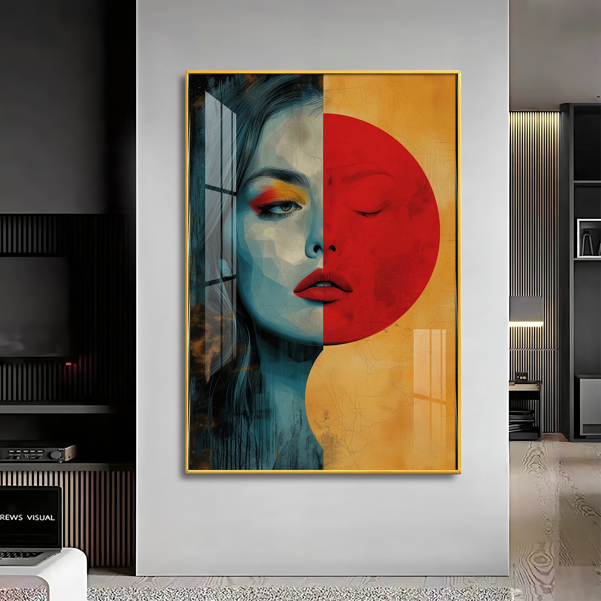 Abstract Serenity Modern Woman Premium Acrylic Vertical Wall Art