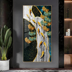 Gold Fish & Feathers Premium Acrylic Vertical Wall Art