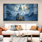 Mahadev In Kedarnath Glass Finish Horizontal Wall Art