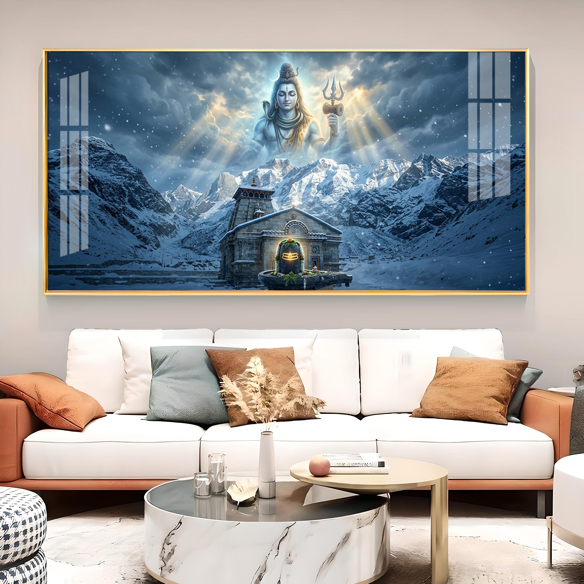Mahadev In Kedarnath Glass Finish Horizontal Wall Art