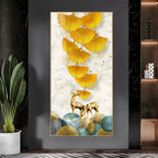 Elk Leaves With Deer Premium Acrylic Vertical Wall Art