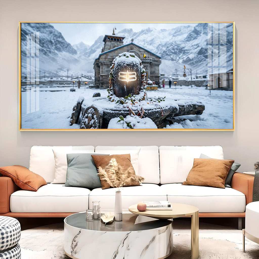 Bhole Baba In Kedarnath Glass Finish Horizontal Wall Art