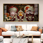 Lord Jagannath, Balabhadra & Subhadra Glass Finish Horizontal Wall Art