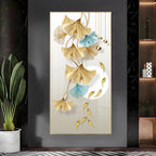 Golden Blossom Elegance Premium Acrylic Vertical Wall Art