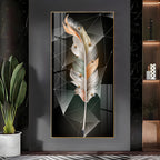 White Feather With Colors Effects Premium Acrylic Vertical Wall Art