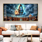 Bhole Baba Mahadev Glass Finish Horizontal Wall Art