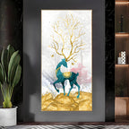 Gold Textured Deer Premium Acrylic Vertical Wall Art
