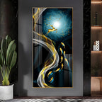 Golden Deer & Fish Premium Acrylic Vertical Wall Art