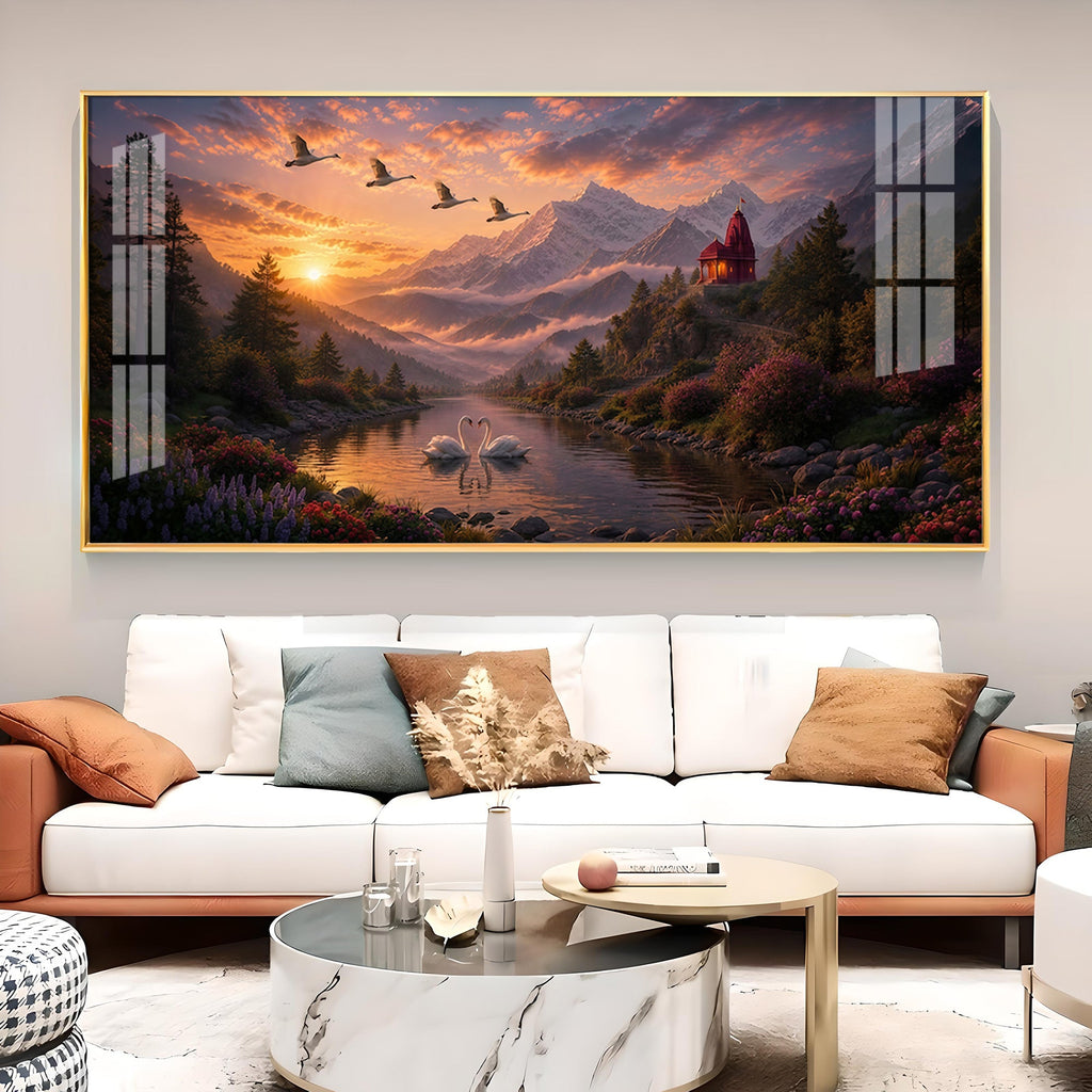 Vibrant Sunrise Glass Finish Horizontal Wall Art