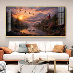 Vibrant Sunrise Glass Finish Horizontal Wall Art