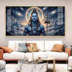 Mediating Bhole Nath Glass Finish Horizontal Wall Art