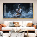 Lord Shiva In A Deep Meditative State Glass Finish Horizontal Wall Art